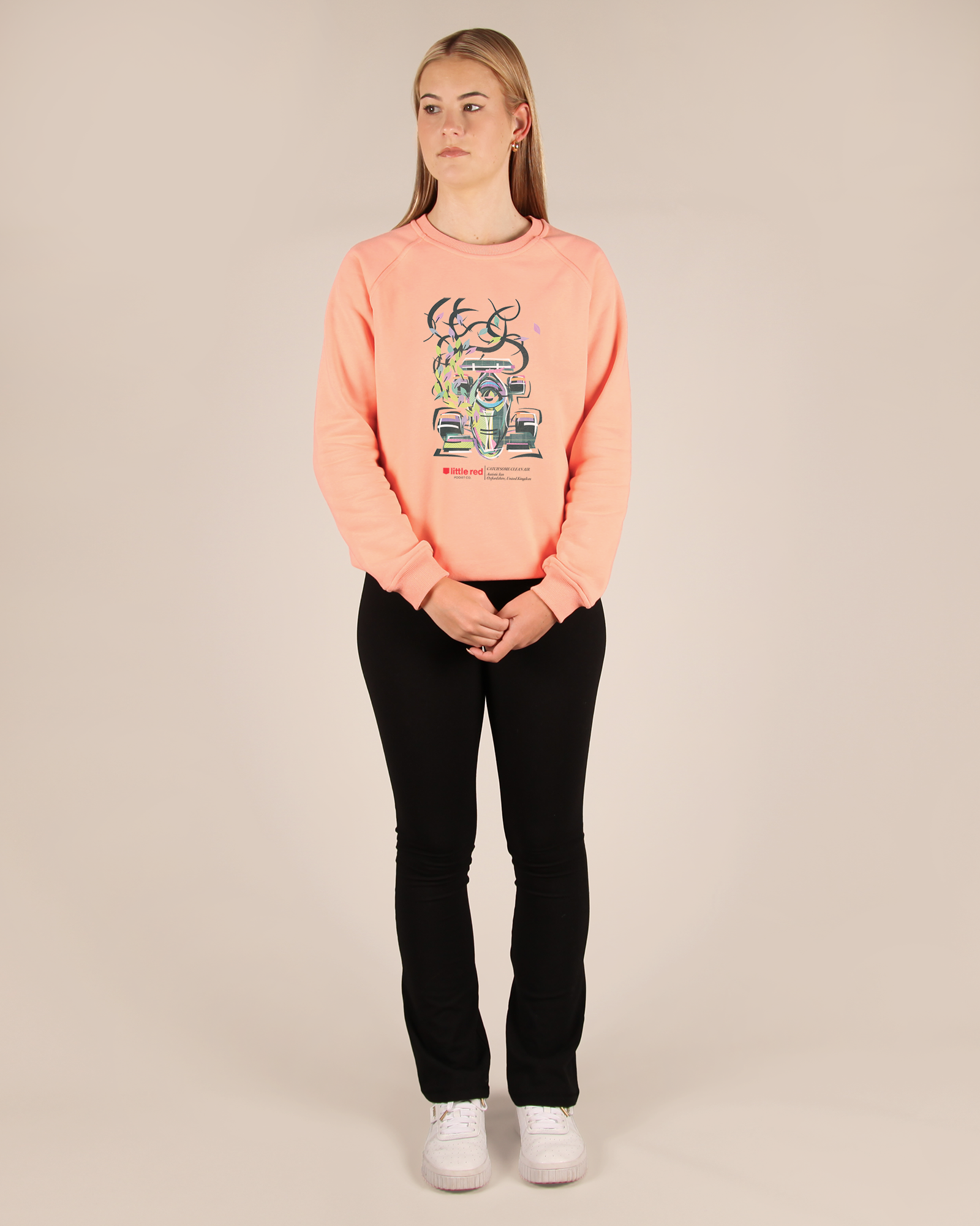 "Catch Some Clean Air" Female Crewneck Sweater - Apricot