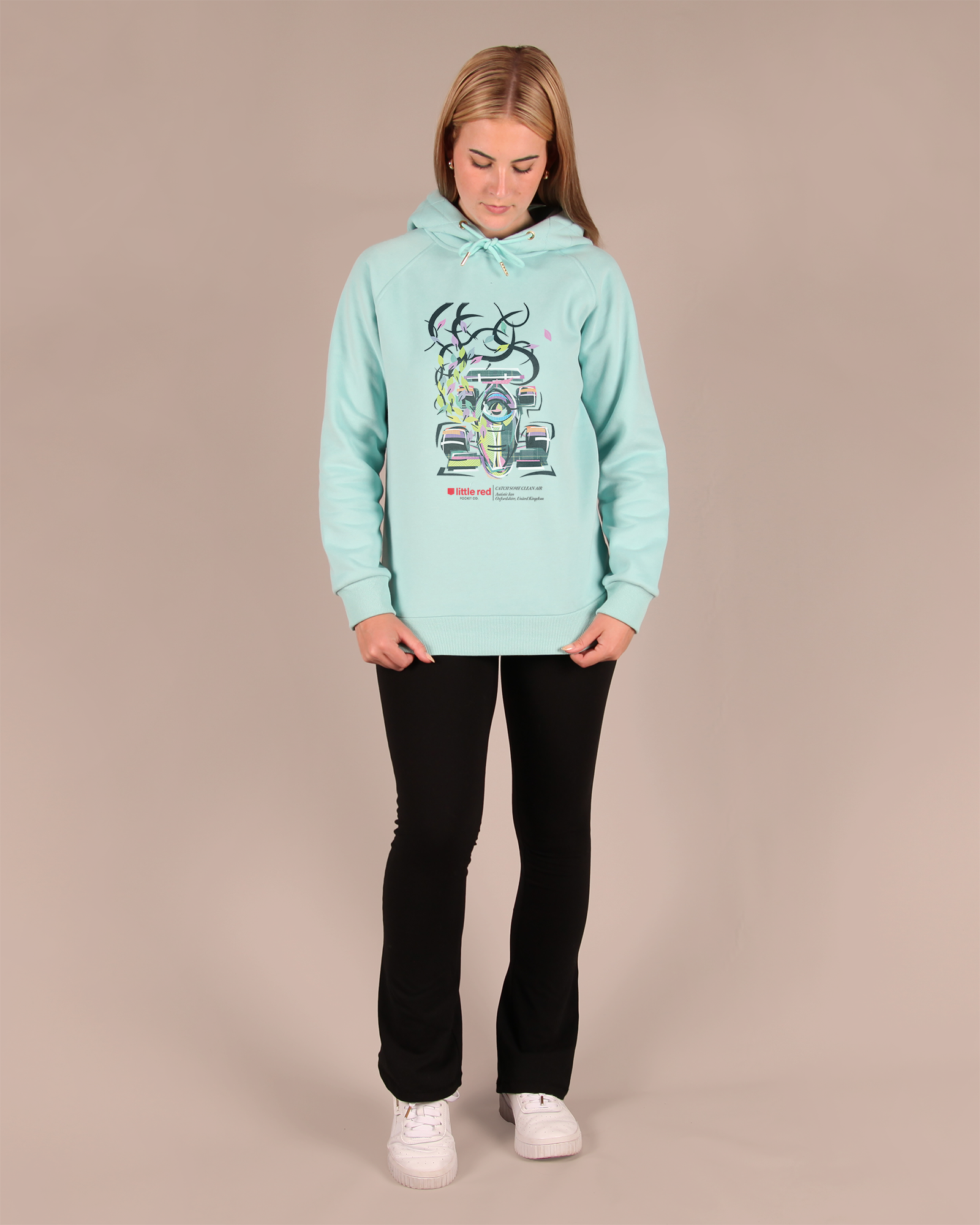 "Catch Some Clean Air" Female Hoodie - Turquoise