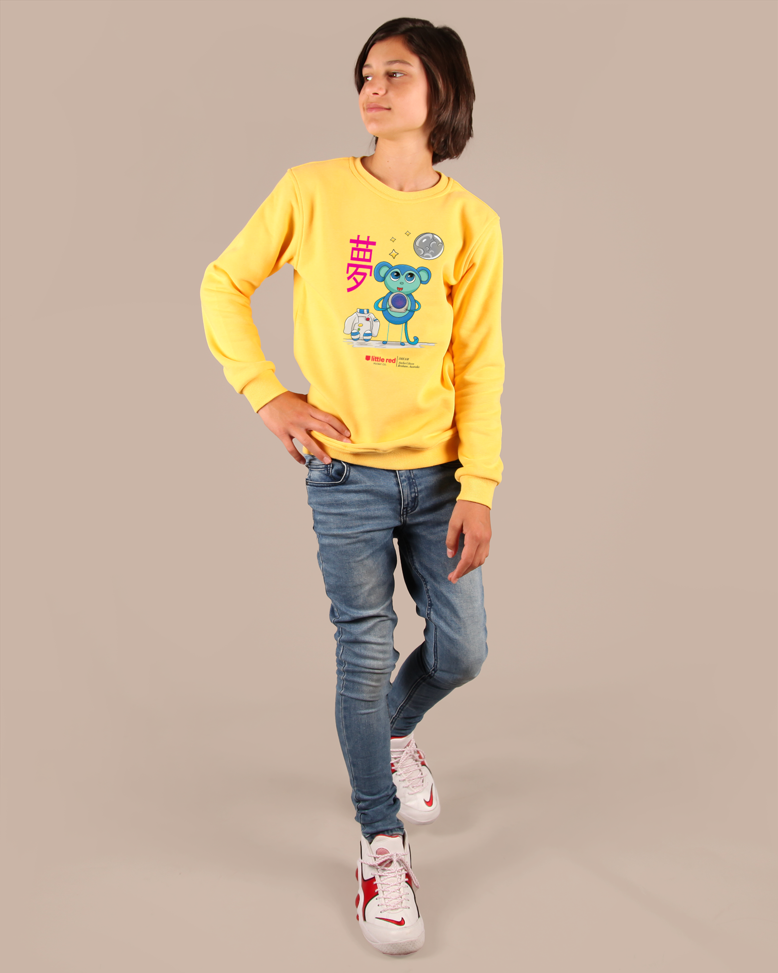 "Dream" Kids Crewneck Sweater - Canary Yellow (Unisex)